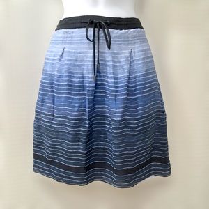 Vince Silk Ombré Blue Stripe Skirt w/ Pockets, L